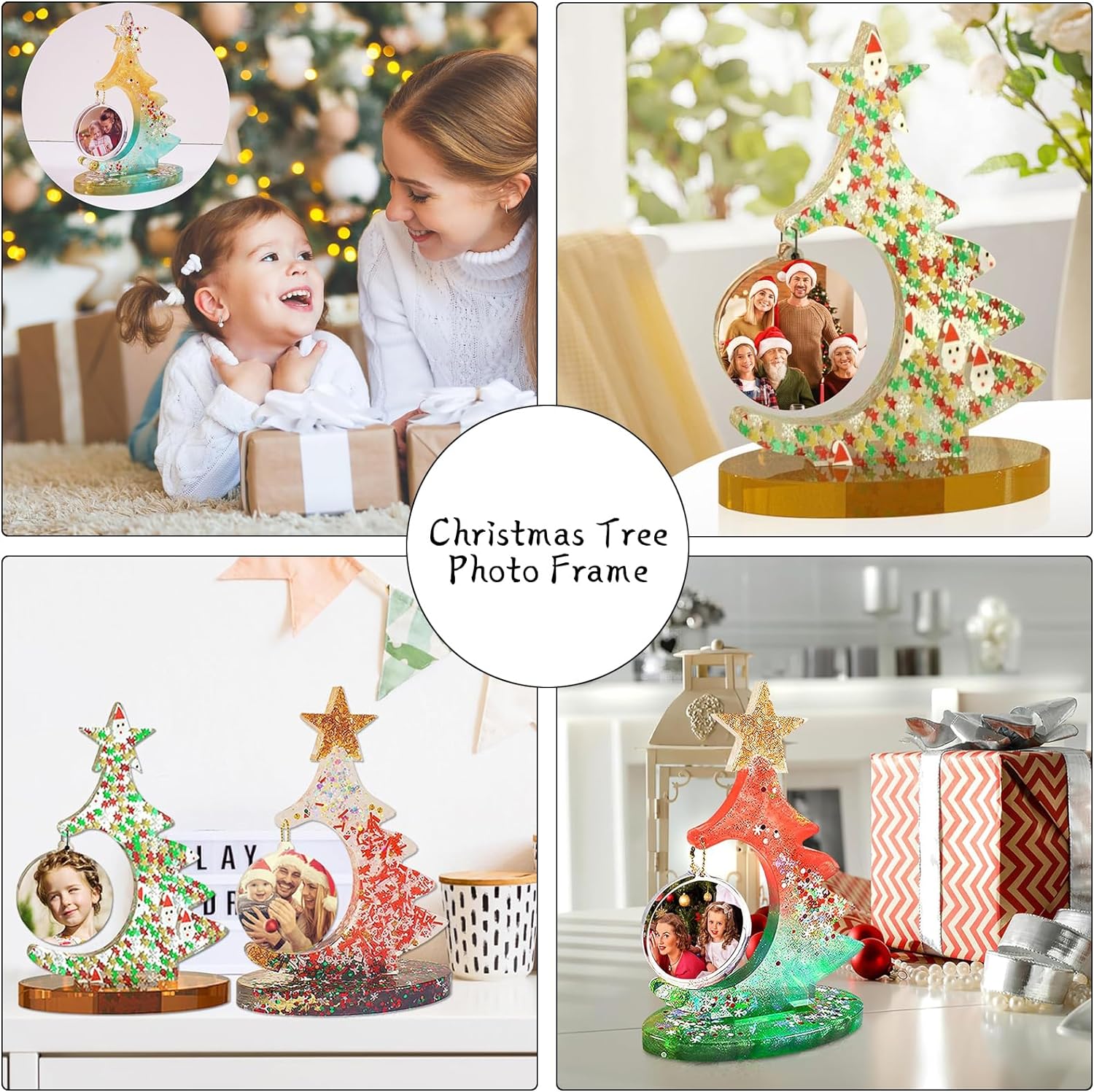 DIY Kristall Epoxidharz bilden für Weihnachtsbaum Fotorahmen Silikonform