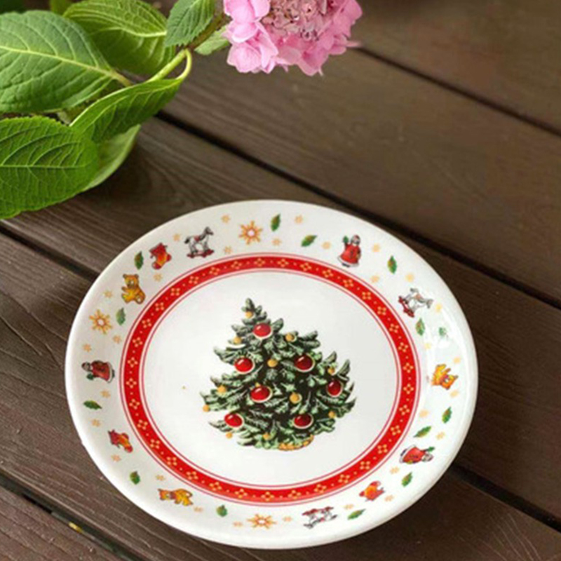 Christmas Salad Plate Festive Dinner Food Plates Ceramic Fruit Tray Christmas Home Decorations Christmas Tableware