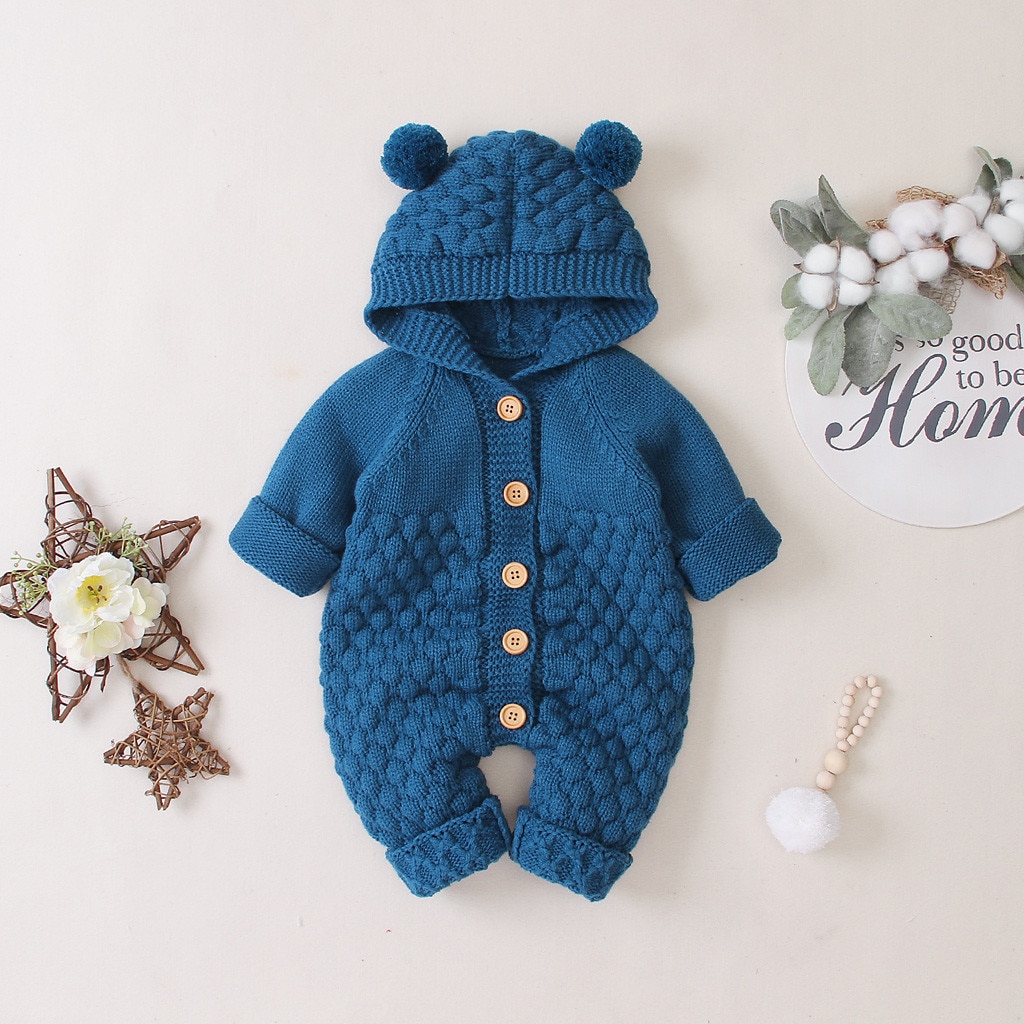 Knit Baby Sweater Winter Infant Newborn Cardigan Sweaters For Toddler Boys Hooded Jackets Button Up Autumn Baby Girls Coat