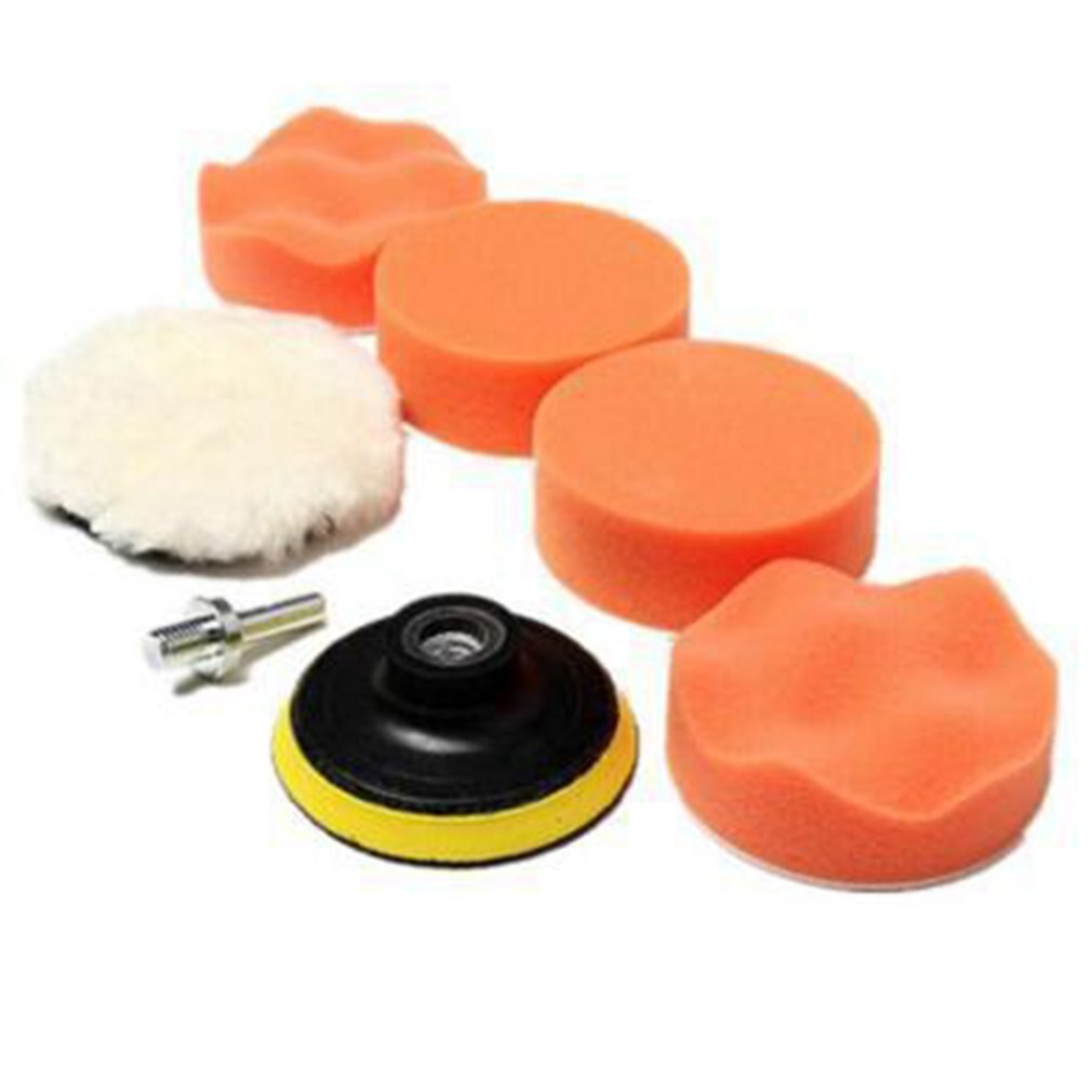 Car Polishing Disc 7Pcs/Set Self-Adhesive Buffing Waxing Sponge Wool Wheel Polishing Pad For Car Polisher Drill Adapter: 3 inch
