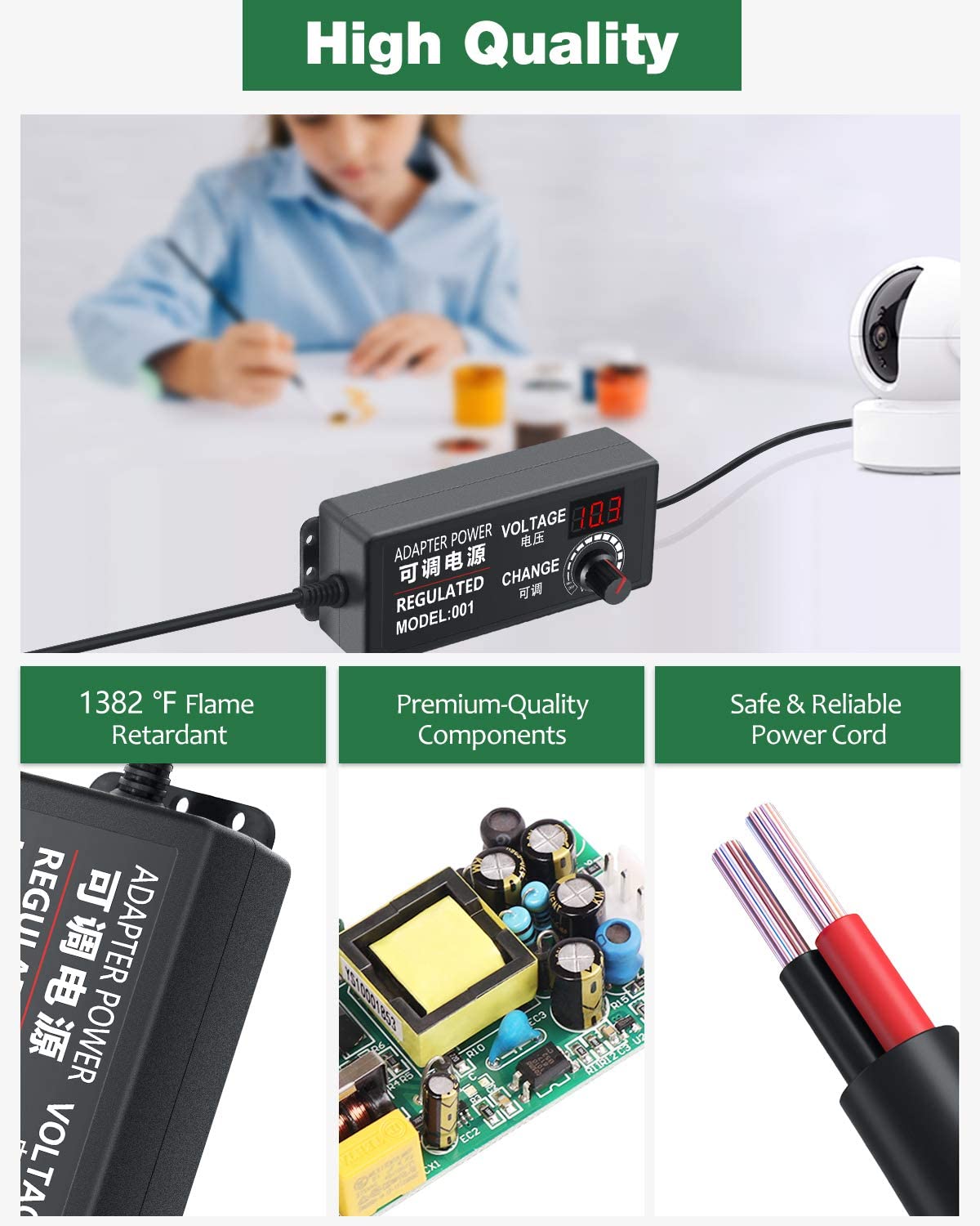 Universele Voeding 3V-12V 5A 60W Verstelbare Ac/Dc Adapter 100 ~ 240V ac Naar Dc 3V 5V 6V 8V 9V 12V Met Led Display En 14 stekkers