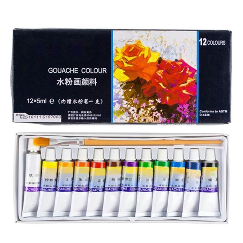 Juego de 12/18/24 colores de pintura de acuarela artística, tubos de 5ml de colores vivos para artistas y estudiantes: A