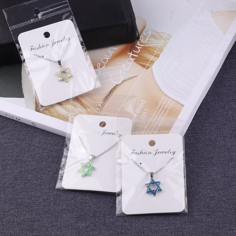 Trendy Vrouwelijke Sterren Vormige Hanger Kettingen Blauw Hexagon Star Choker Ketting Vrouwen Engagement Mode-sieraden