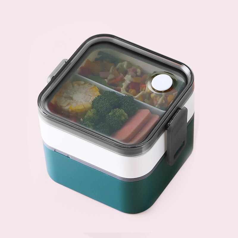 Simple Lunch Box Can Be Heated In A Microwave Oven, Carrying A Lunch Box With Cutlery Set, Office Worker, Student: green