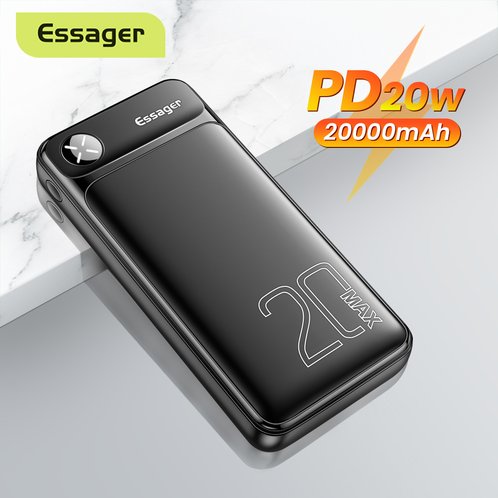 Essager 20000 Mah Power Bank Pd 20W 20000 Mah Powerbank Externe Batterij Snel Opladen Draagbare Oplader Voor Iphone poverbank
