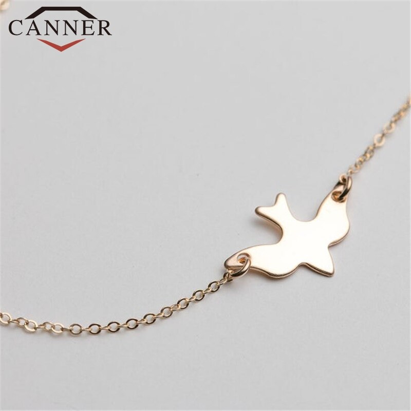 925 Sterling Silver Peace Pigeon Choker Necklace for Women Simple Gold Free bird Necklace Clavicle Chains Women Jewelry