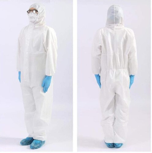 Herbruikbare Wit Hazmat Pak Lange Overall Ziekenhuis Veiligheid Kleding Bescherming Beschermende Anti-Virus Kleding Voorkomen Dust Spray