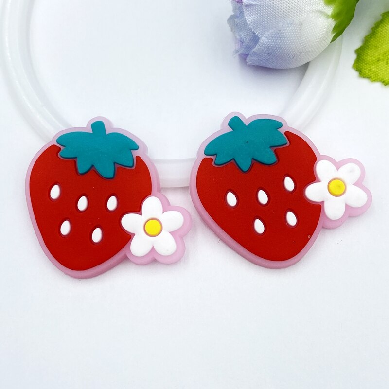 30pcs Mixed PVC lovely fruit flexible glue Flat back DIY Scrapbook Embellishment Phone Craft Decoration C03