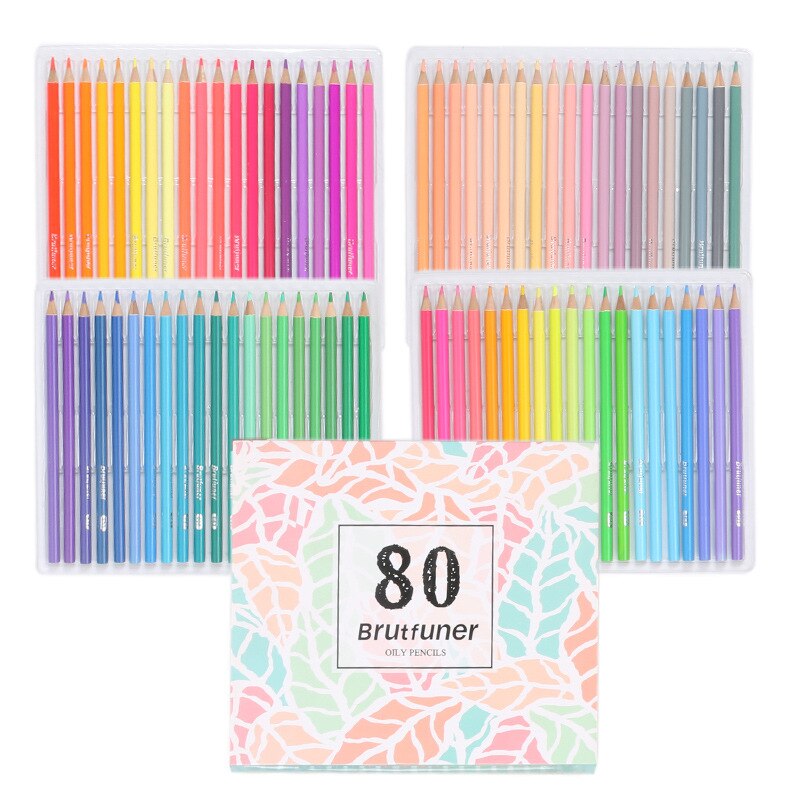 Brutfuner 80 COLORS Soft Trendy Pastel Colors Non-toxic Color Pencil Colour Pencils Set For Coloring School Art Supplies