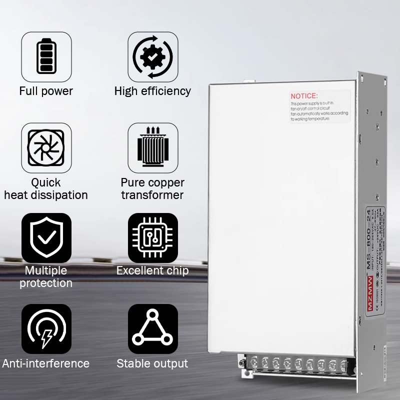 Switching Power Supply 220V AC to 24V/12V/36V DC 30A 1000W High Current Converter with Silent Cooling