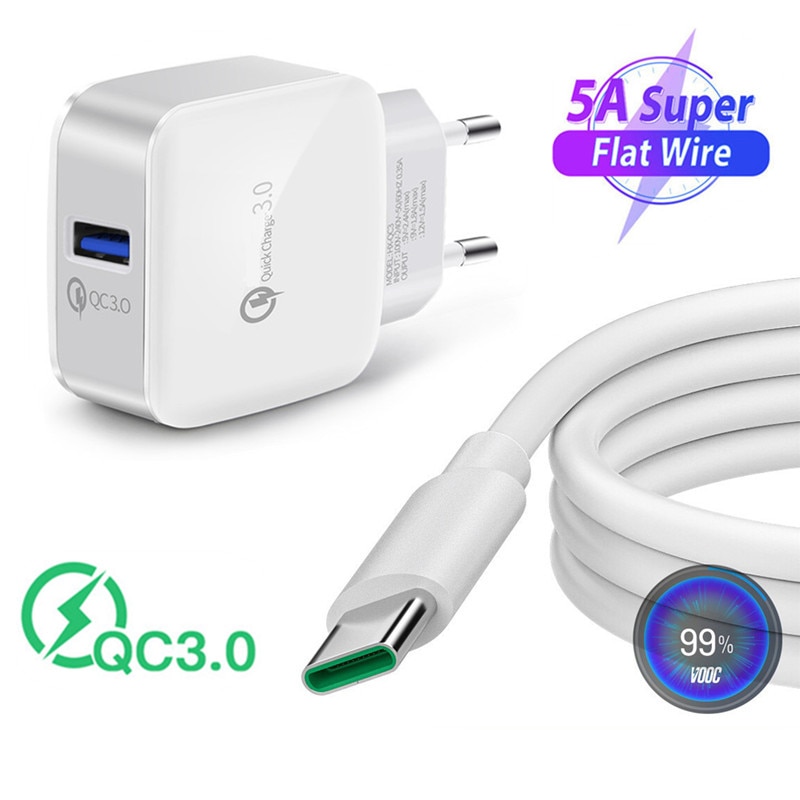 OPPO A53s A73 Reno3 Realme 6 Q2 X2 Schnelle Ladegerät USB Adapter 5A Super Blitz VOOC Typ C kabel Für huawei P Clever Z Ehre 20s