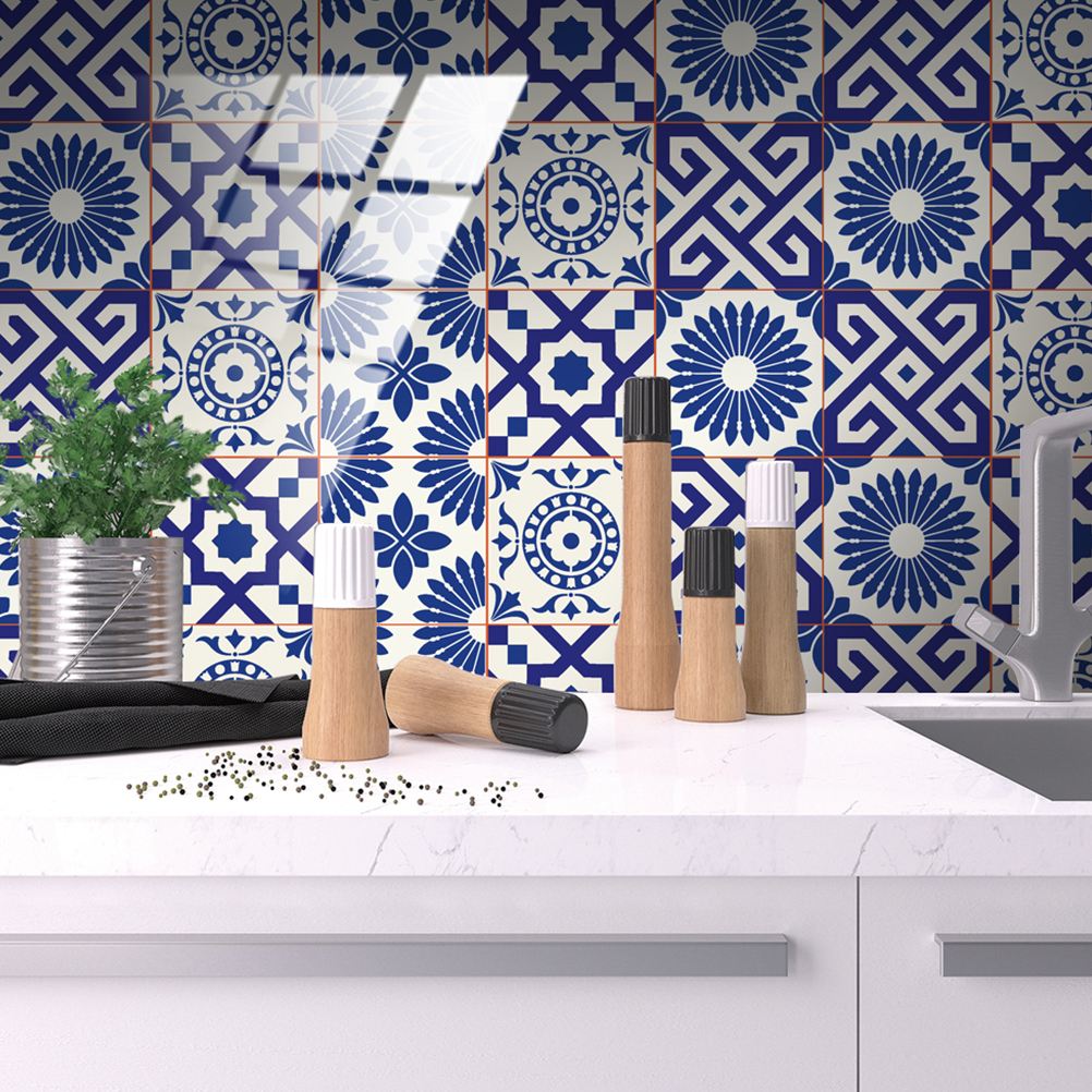 10pcs Waterproof Decals Retro Floor Pastes DIY Bathroom Wall Tile Stickers Home Stickers Tile Decals Wall Tile Stickers