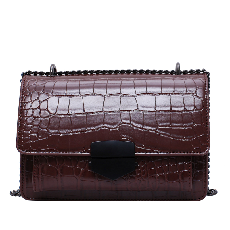 Effen Kleur Steen Alligator Patroon PU Lederen Crossbody Tassen Voor Vrouwen Kleine Schouder Tas Vrouwelijke Keten Handtassen