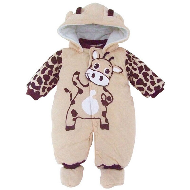 Een stuk Baby Boy Footies Baby Meisje Kleding Voor Winter Warm Gewatteerde Jumpsuit Hooded Outfit Kleding 3- 24 maanden Babys