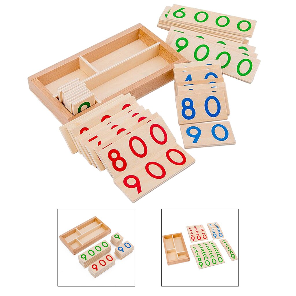 Bois Mathématiques Nombre Carte 1-9000 1-9 10-90 100-900 1000-9000 préscolaire Précoce