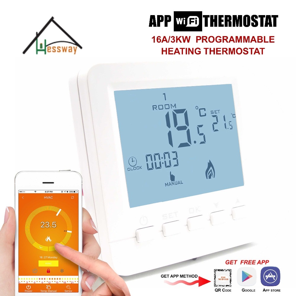 Programmeerbare Thermostaat Verwarming WiFi 16A 110 v-240 v voor App Temp Temperatuurregeling Vloerverwarming