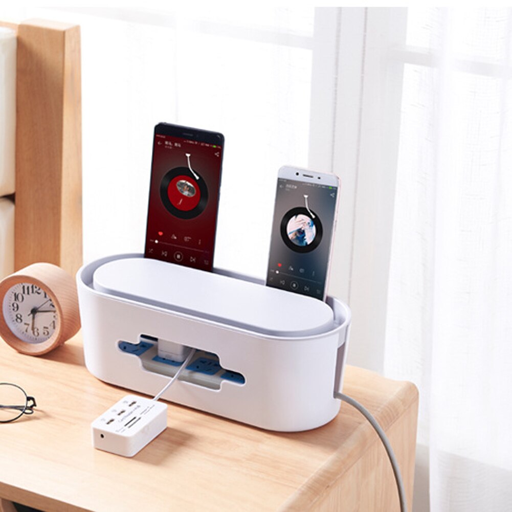 Power Socket Plug-In Board Plug-In Storage Box Wire Wireless Finishing Box With Mobile Phone Tablet Holder Stand