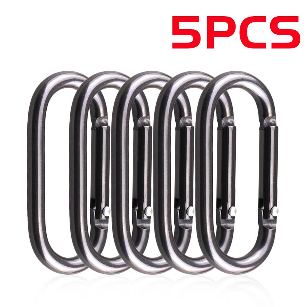 5/10/20pcs oval stainless steel spring hook carabiner quick link lock loop hook keychain rock climbing safety buckle equipment