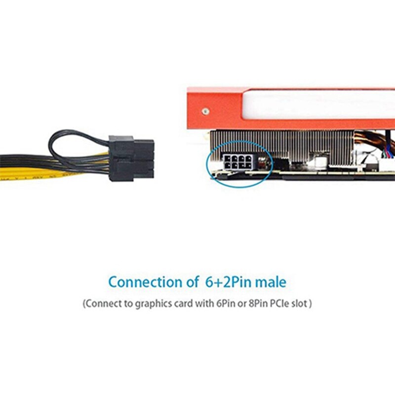 10 Pcs 6 Pin Pci-E Naar 8 Pin(6 + 2) Pci-E (Man Op Man) gpu Power Kabel 50Cm Voor Afbeelding Kaarten Mijnbouw Server Breakout Board