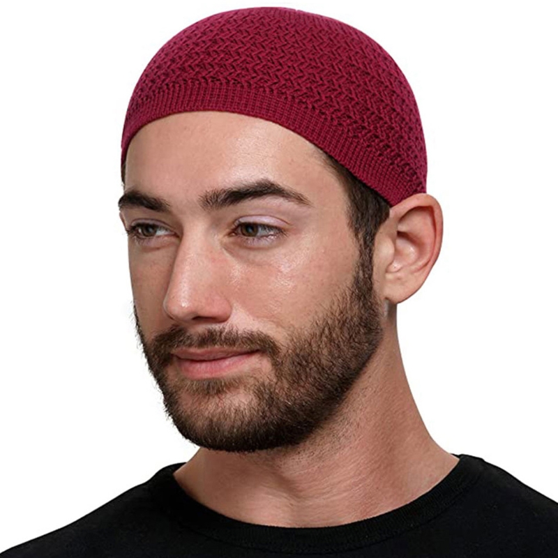 Bonnet de prière pour hommes musulmans, en Crochet de crâne islamique, en paquet, chapeaux turcs de couleurs unies