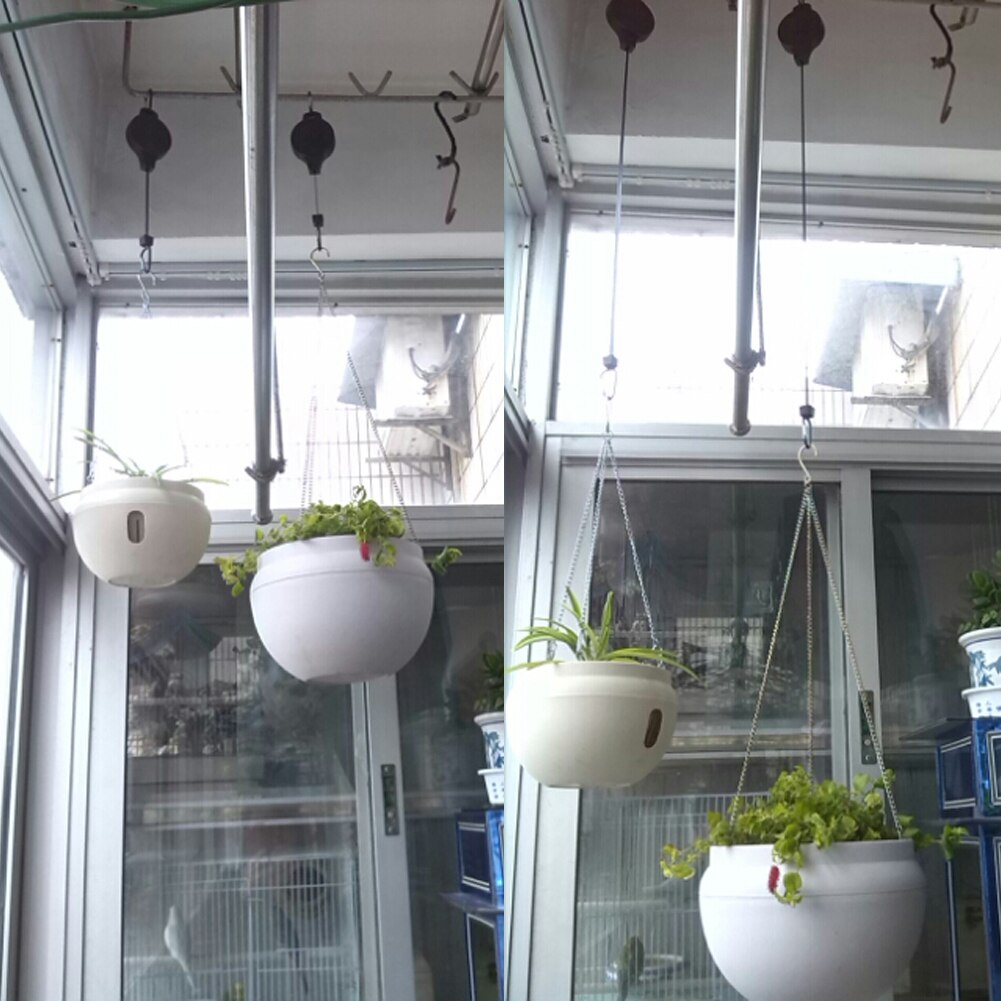 1 st blomkruka hängare krok 20-90cm infällbar trädgård hängande korg dra ner hängande hängare växt kruka krokar plantera plast
