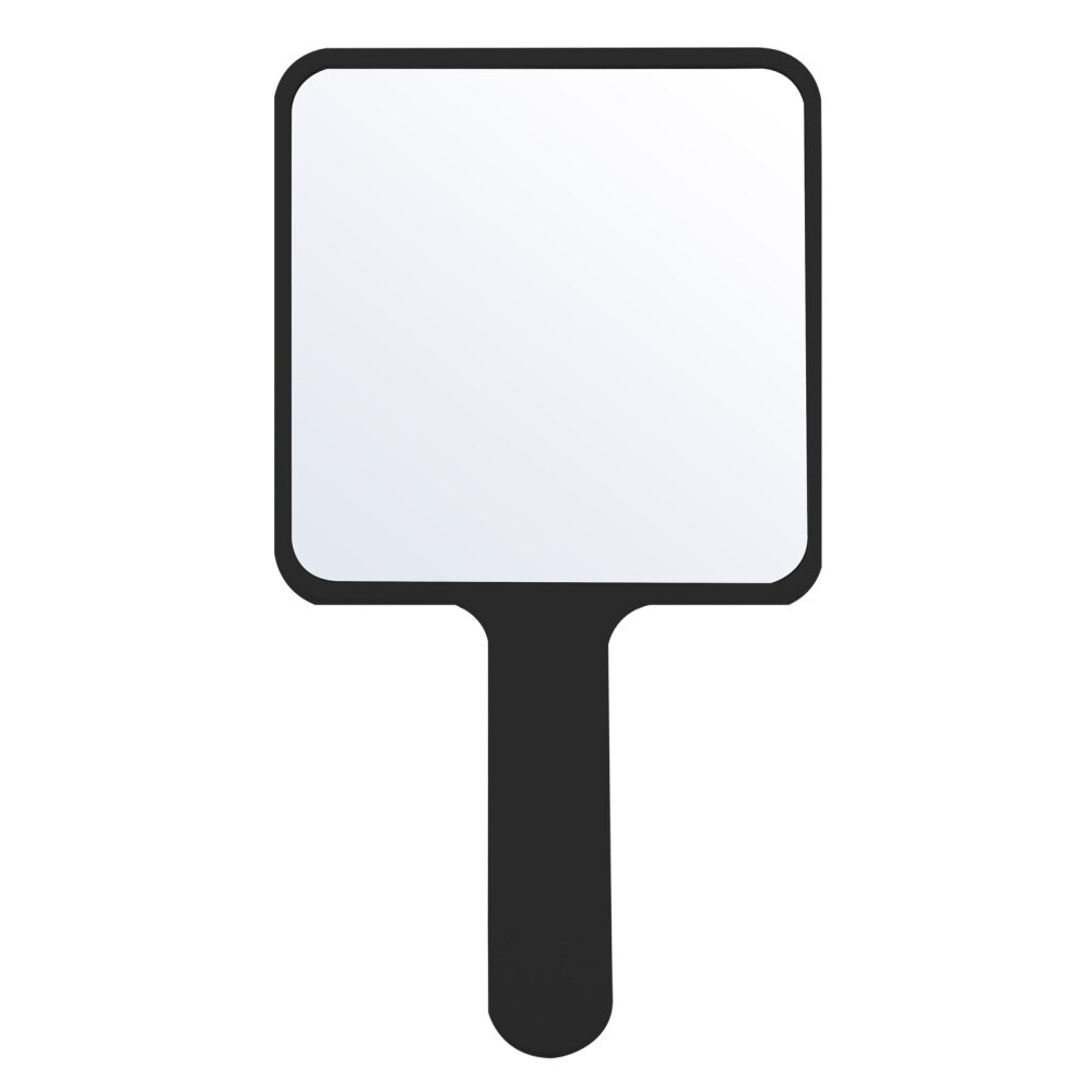 Handheld Makeup Mirror Cosmetic Mirror Portable Girls Mirror with Handle: Black