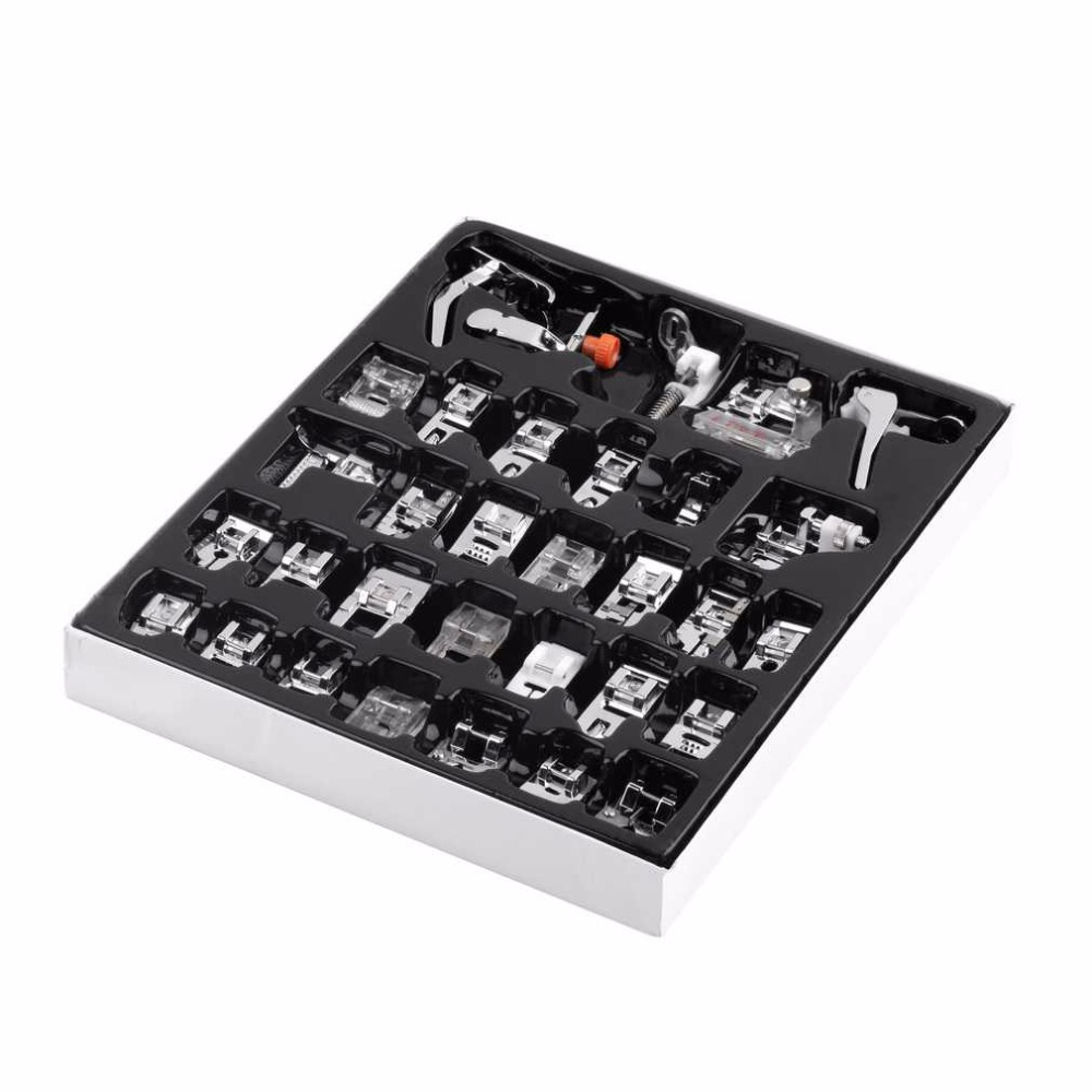OUTAD 32 pièces/ensemble pieds pied presseur aiguille à tricoter Machine à coudre domestique tressage point aveugle Darning pour frère chanteur Janom