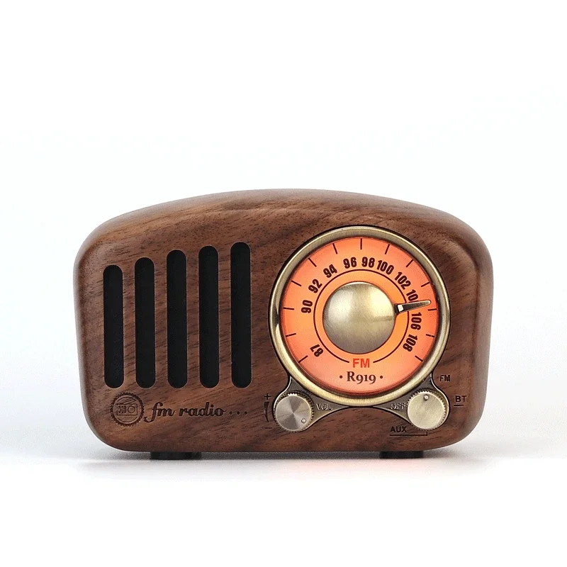 Portable Retro Radio Bluetooth Speaker Walnut Wooden FM Radio Old Fashioned Classic Style Support TF Card Or AUX Cable Play: Wooden