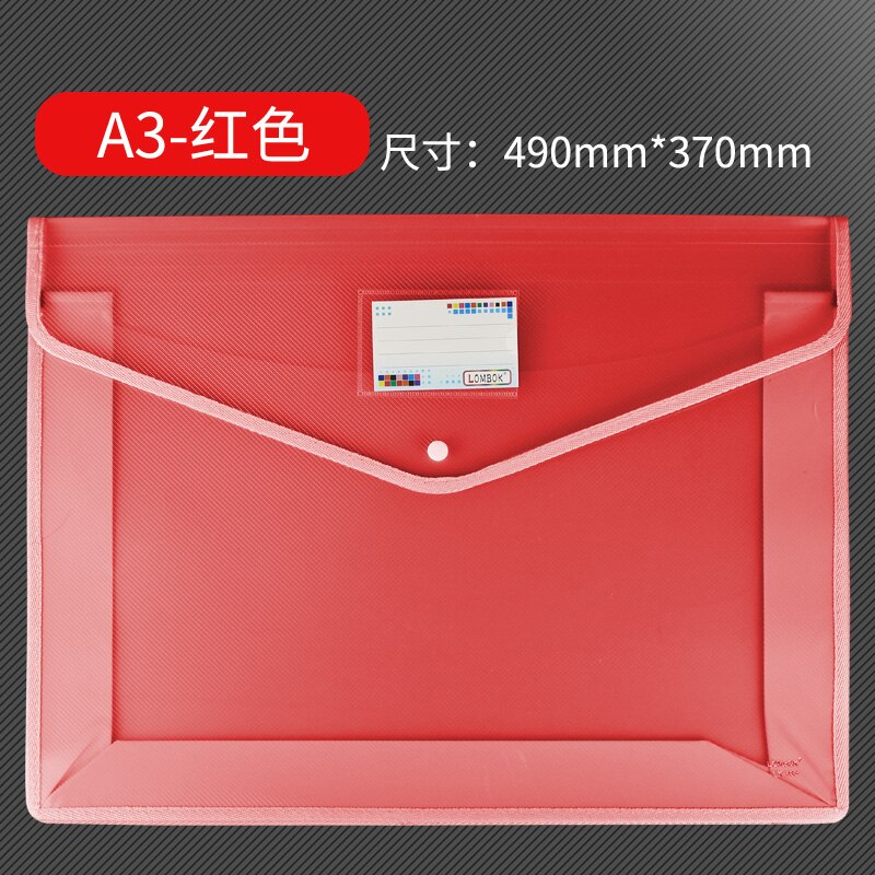 Extra Large A3 Document Bag Snap Button Bag 8k Drawing Paper Simple Data File Painting Work Storage Bag Large Information Bag: red