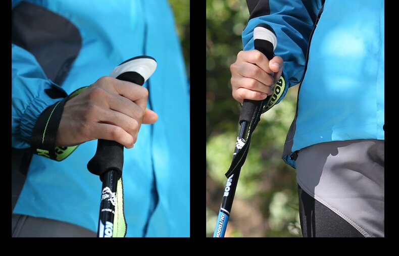 Catzer Outdoor 195g Trekking Pole Carbon Fiber Telescopic Folding Outer 3 Section Walking Stick for Hiking Camping Climbing