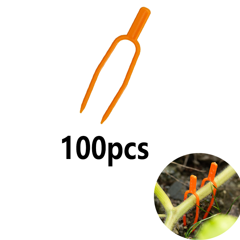 100 STKS plantensteel fixator, tuin aardbei plantvork, watermeloen bevestigingsarmatuur, klem, plantenbeugel: Oranje