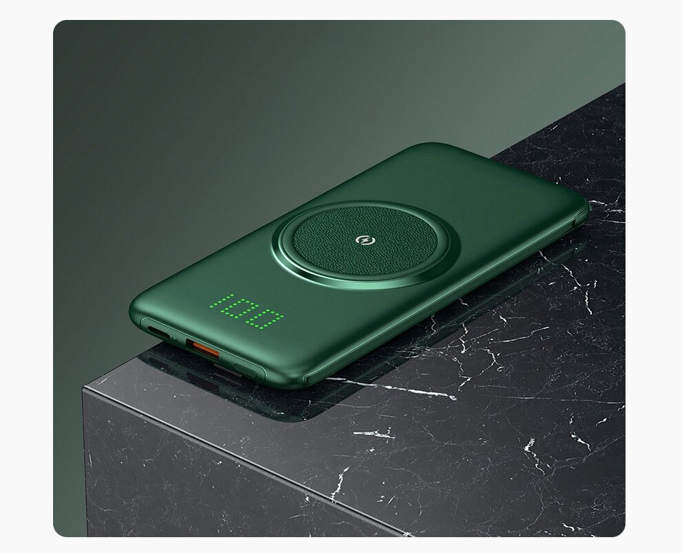 CASEIER Wireless Charger 20000mAh Power bank For iPhone 11 XR XS Fast Charging External Battery Powerbank with Cable For Xiaomi: 10000mAh Green