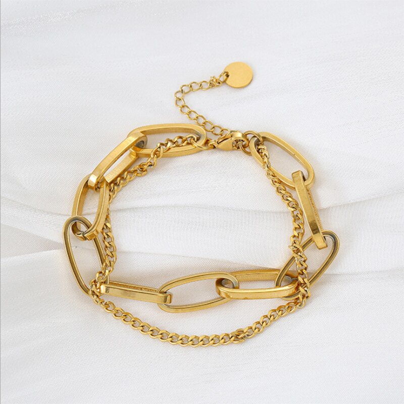 XIYANIKE 316L Edelstahl Gold Farbe Dicke Geometrische Kette Armbänder Neue Für Frauen Männer Party Schmuck