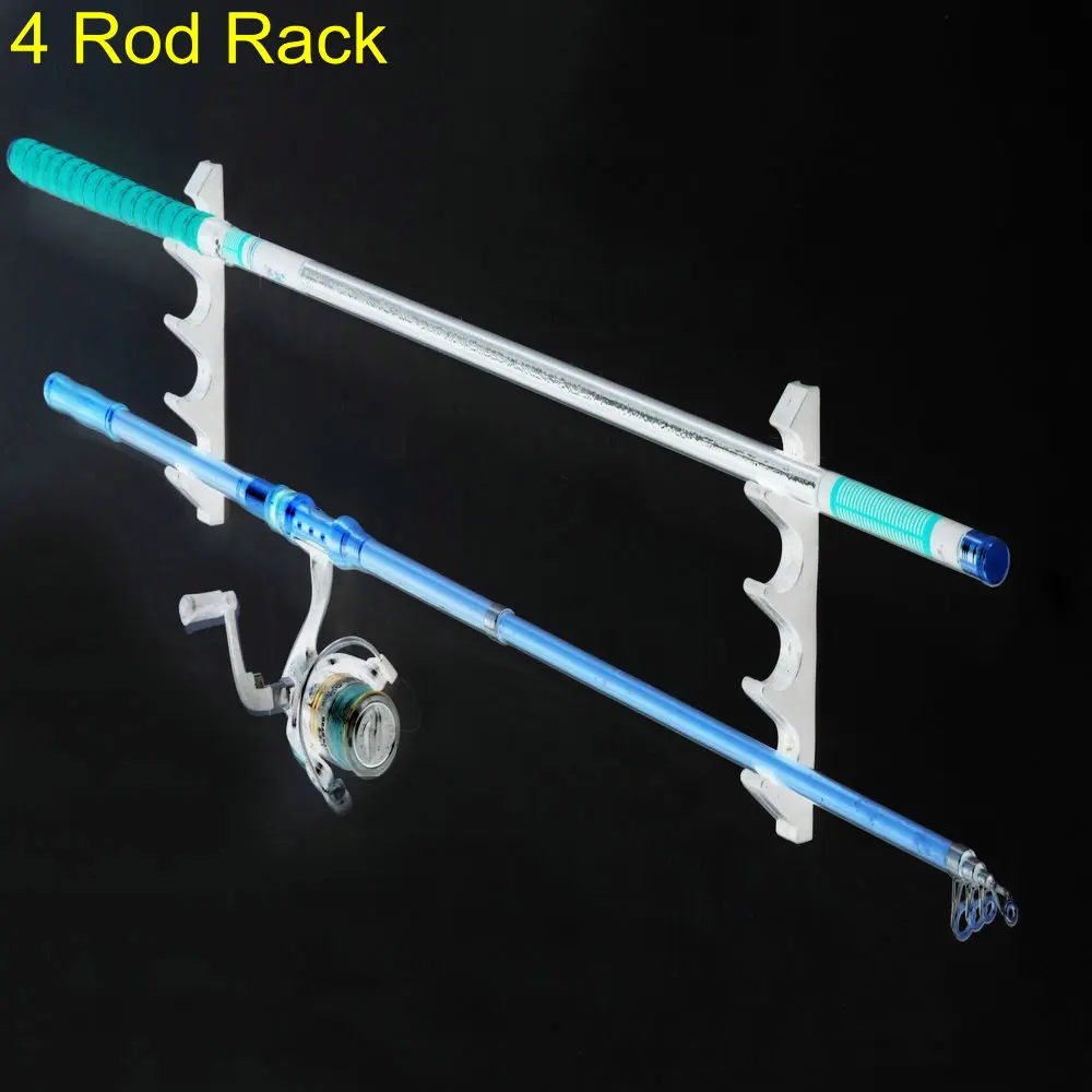 Plastic Horizontal Fishing Rod Holders 4 or 5 Rod Wall Mount Fit Garage &amp; Cabin &amp; Basement