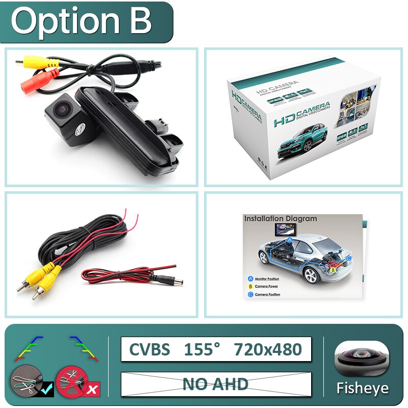 GreenYi 170 Degree 1920x1080P AHD Vehicle Rear View Camera for Mercedes Benz E Class E200 E260 E300 E350 E63 W212 C207 W207 Car: B-720x480-155deg