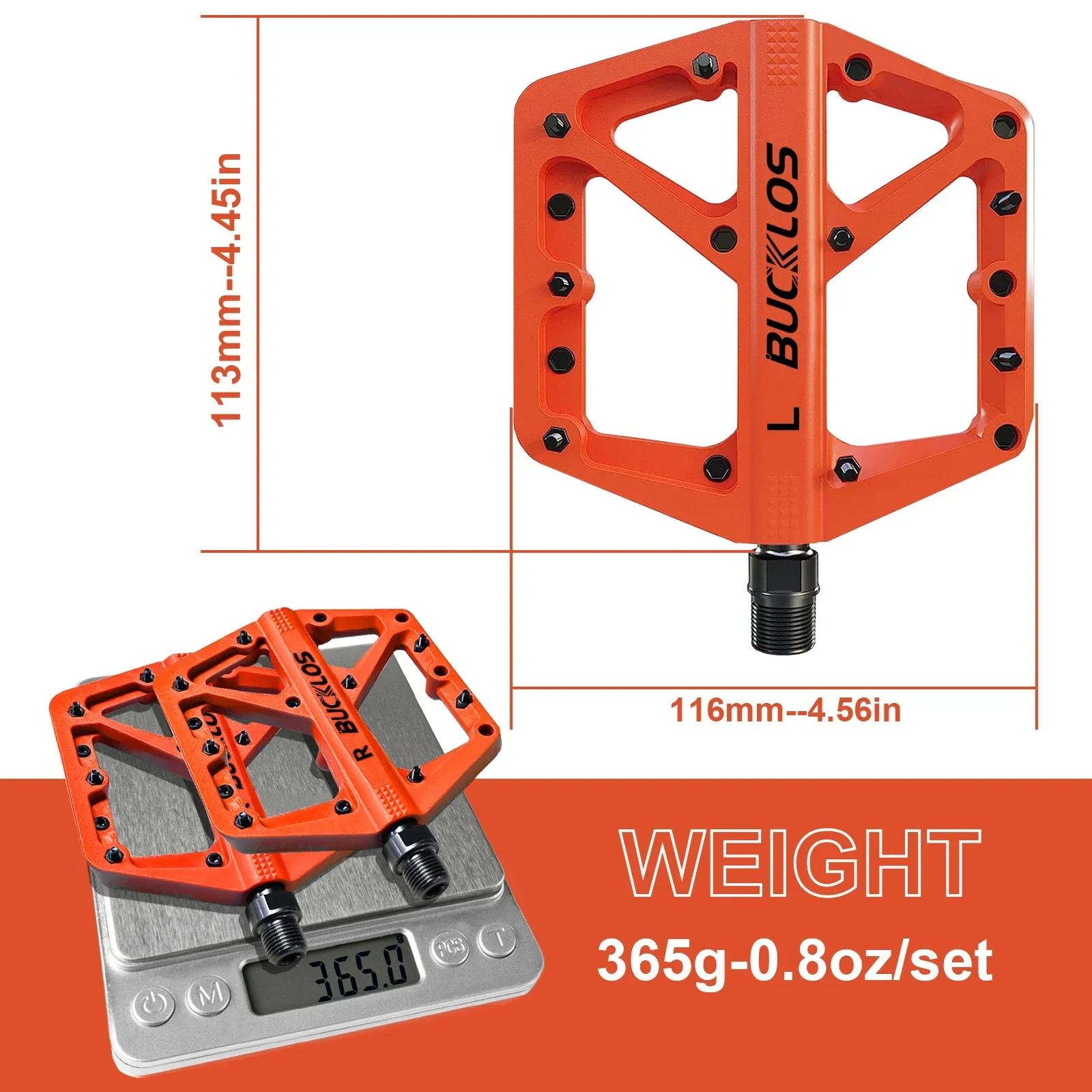 BUCKLOS Bike Pedal Nylon Durable Bicycle Flat Pedal Mtb Non-slip Mountain Bike Pedals Waterproof Road Bicycle Pedals Bike Parts: Red