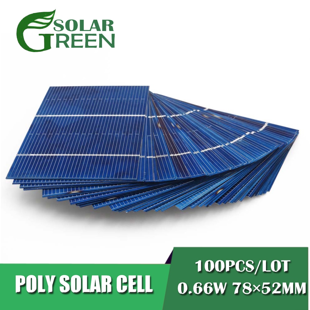 100Pcs 0.66W 78X52mm Zonnepaneel DIY Zonnecellen Polykristallijne Fotovoltaïsche Module DIY Solar Battery Charger painel