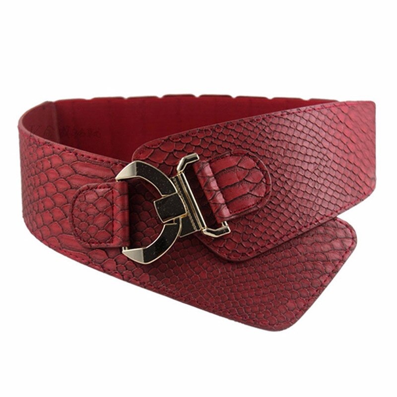 Elastische Vrouwen Brede Riem Mode Cinch Riem Buikband Geschikt Voor Jurk Jas Metalen Litchi Patroon Brede Taille Riemen