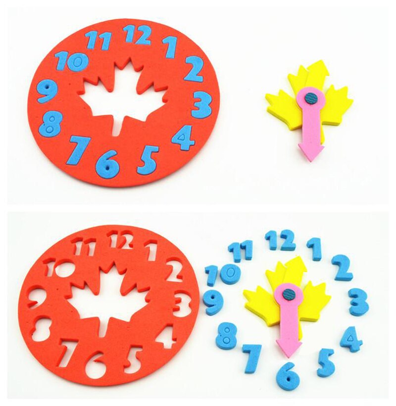 2PCS children DIY Eva clock learning education toys fun puzzle game baby toys 3-6 years old GYH