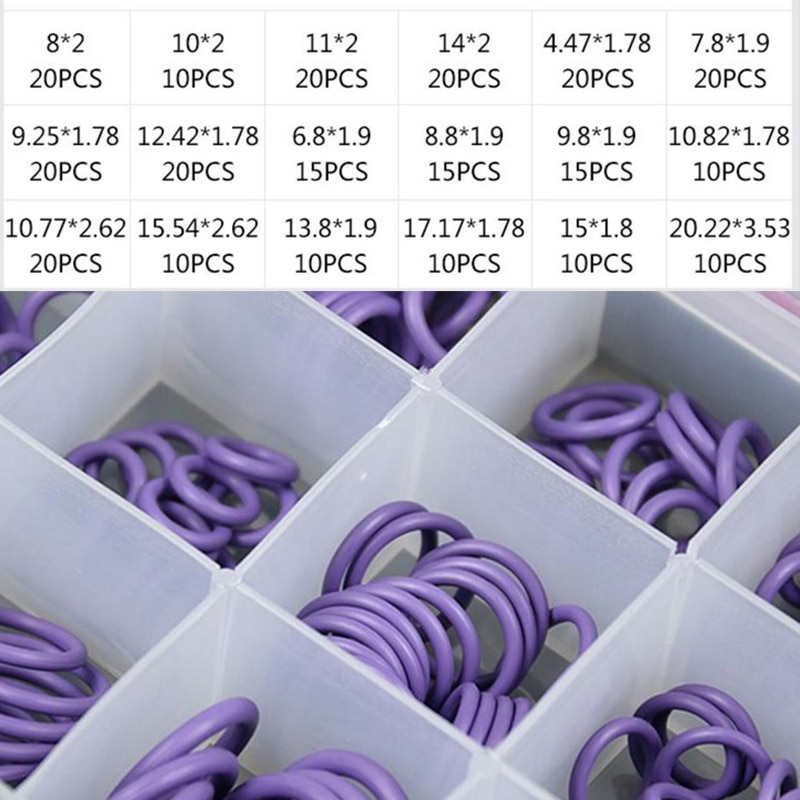 O-Ring Dichtung Bausatz Sortiment einstellen R134a R12 HNBR Gummi Für Auto Automobil A/C Klimaanlage System verrotten/Grün/Lila