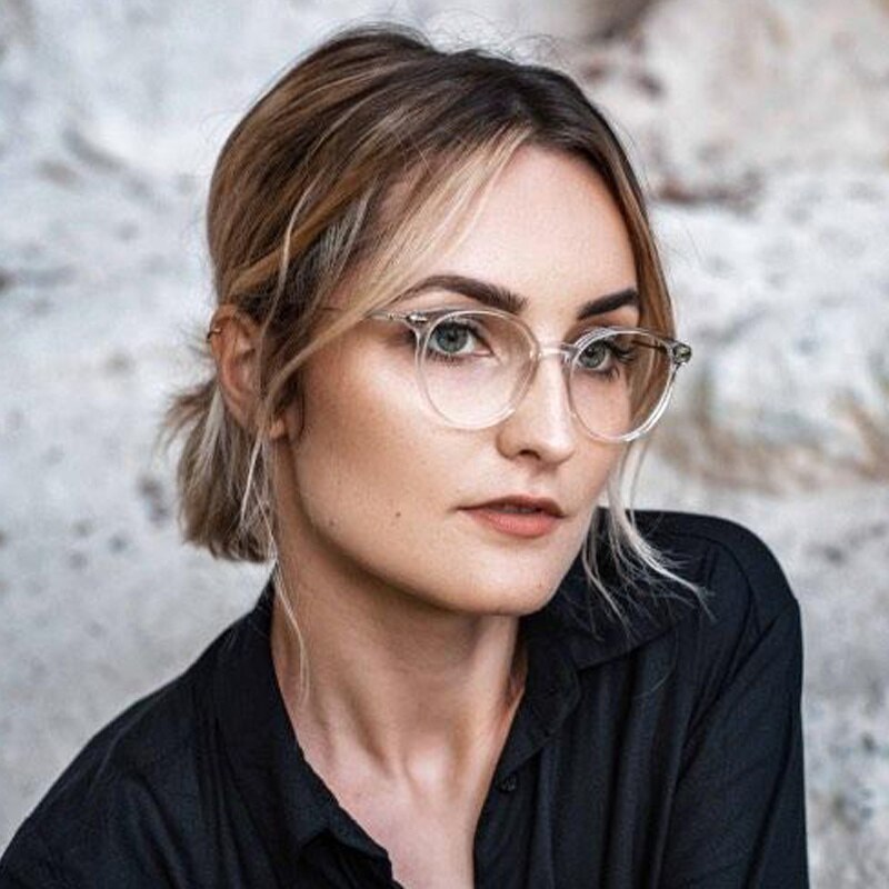 ZENOTTIC-gafas redondas Retro de acetato para mujer, montura transparente para miopía óptica, ultraligeras, Vintage