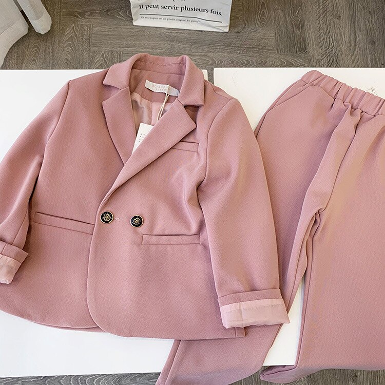 Smukke drenge piger jakkesæt sæt børn catwalk performance csotume børn blazer bukser 2 stk outfits