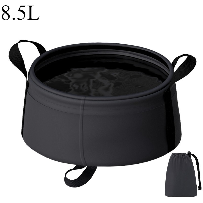1pcs Portable Foldable Water Basin Travel Camping Shower Basin Facial Wash Basin Large Capacity Storage Basin for Outdoor Use: black