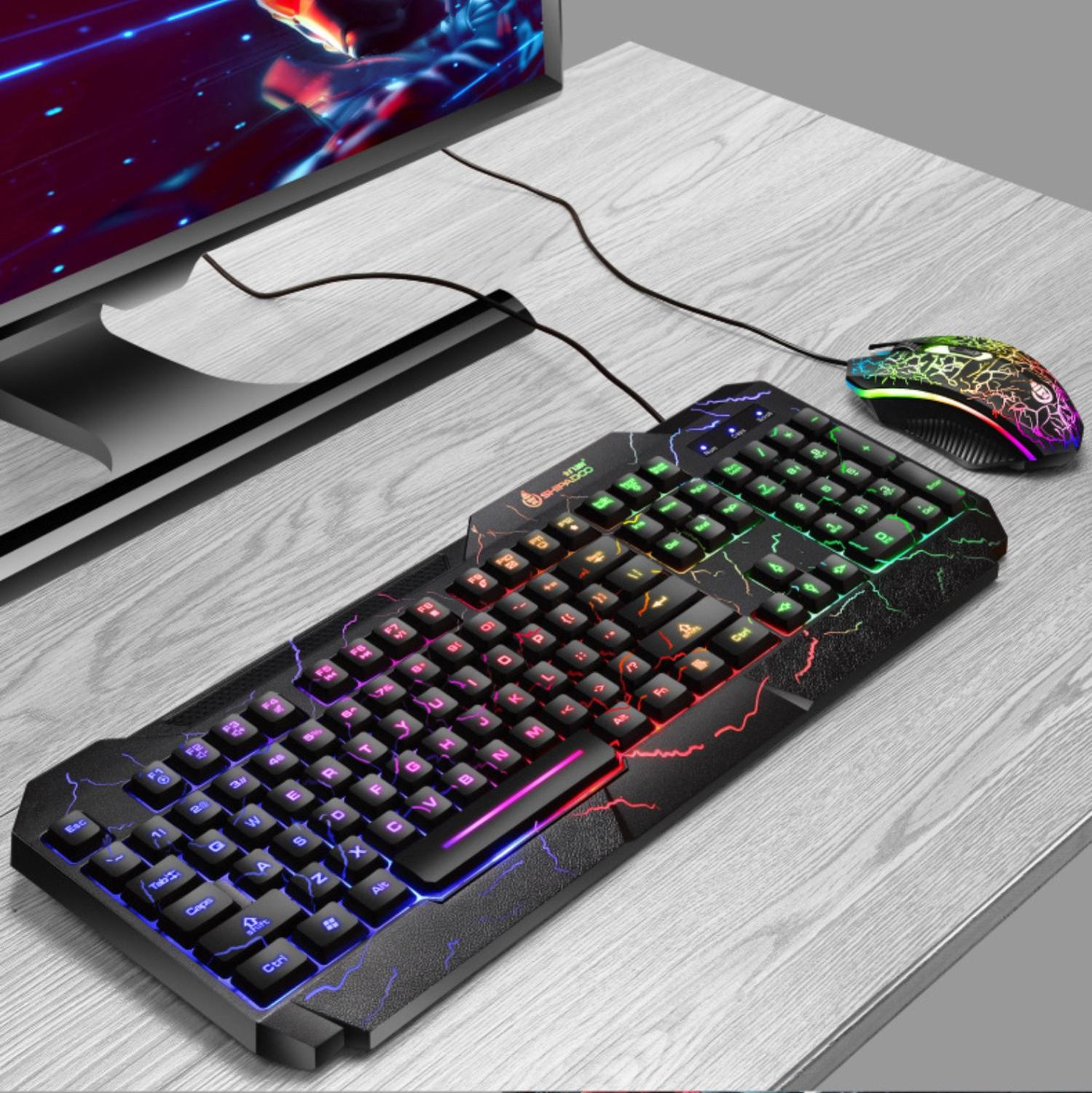 LED Leucht Spielen Tastatur Maus Combos USB verdrahtet Gamer Bausatz Hintergrundbeleuchtung Wasserdichte Multi-Medien Klaviatur und Maus einstellen für PC