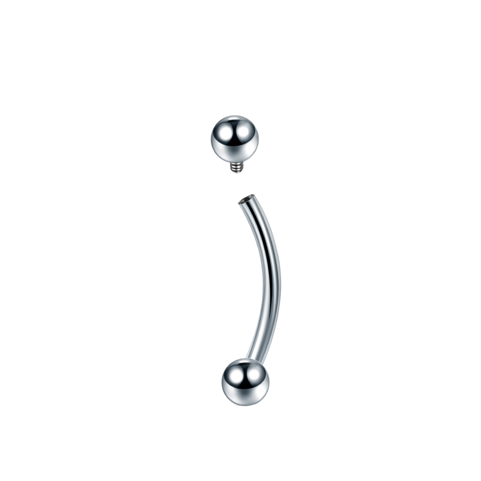 Piercings de cejas de titanio, joyería curvada de plátano con rosca interna, pendiente para ombligo, labio, lengua, 14G, 16G, 1 ud.: Azul / Color amarillo dorado claro