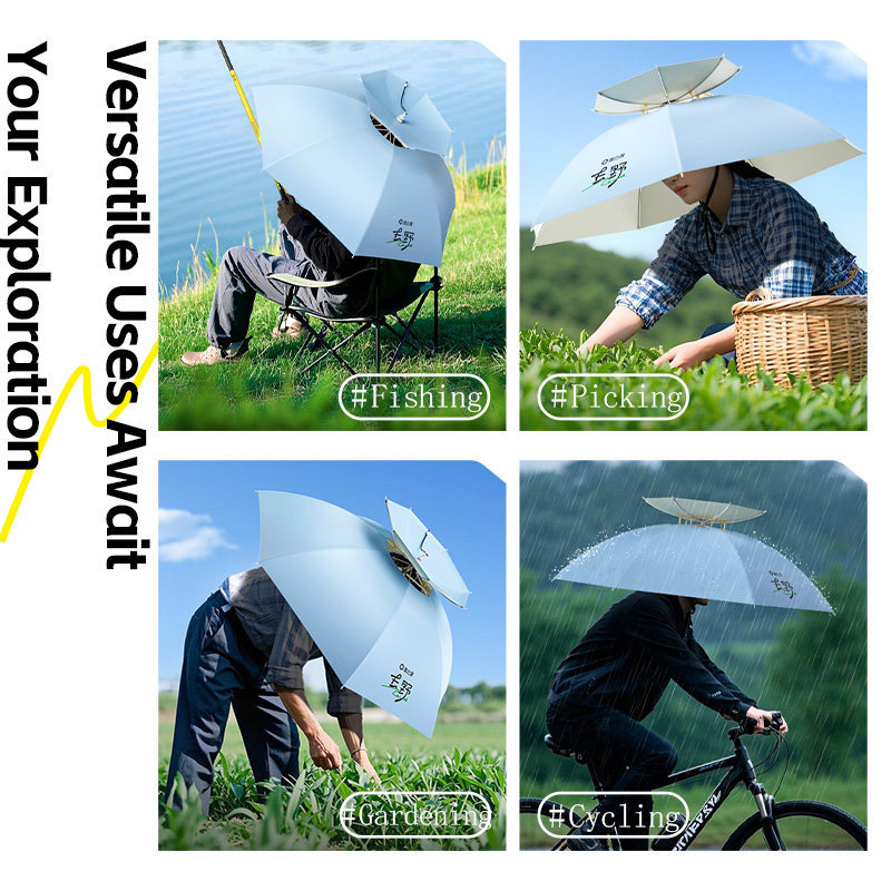 Chapéu guarda-chuva dobrável portátil upf 50 + proteção uv à prova d'água mãos-livres jardinagem e pesca para protetor solar