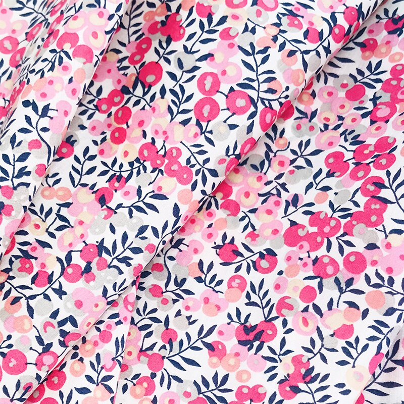 Roze Bessen 80S Tissun Liberty Katoen Voor Kids Baby Naaien Doek Jurken Rok Diy Handgemaakte Patchwork Meter