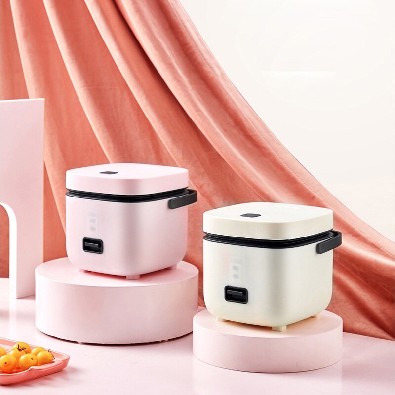 220V 200w Electric Rice Cooker Portable Cooking Pot Food Warmer Electric Heating Cooker Steamer Cooker Insulation Lunch Box 1.2L