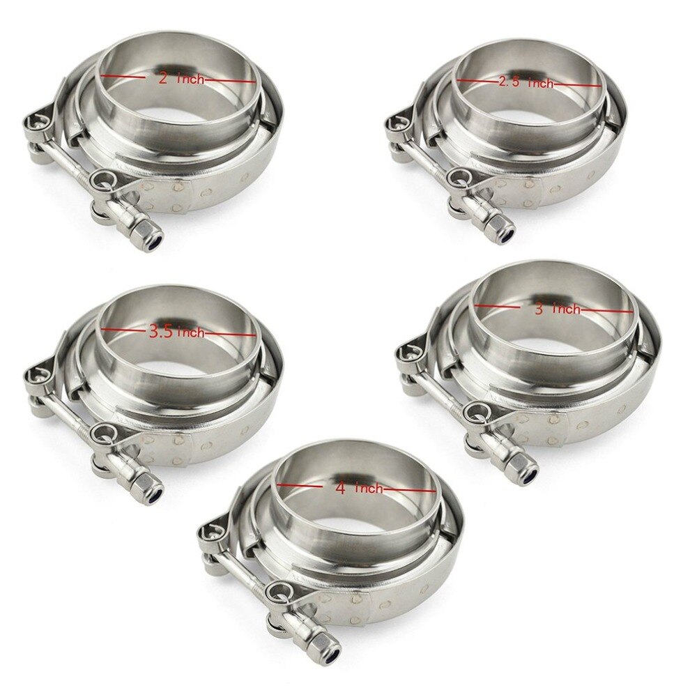 2/2.5/3/3.5/4 pulgadas SS304 v-band Clamp Acero inoxidable M/F 3 V Band Turbo escape Downpipe