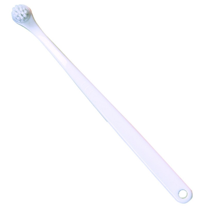 Escova de dentes para cães, cabeça pequena, escova de dentes para animais de estimação, 2 peças, conjunto de limpeza de dentes para cães, cuidados bucais, filhote de cachorro, cabo longo, escova de dentes para gatos: M / Cinza claro